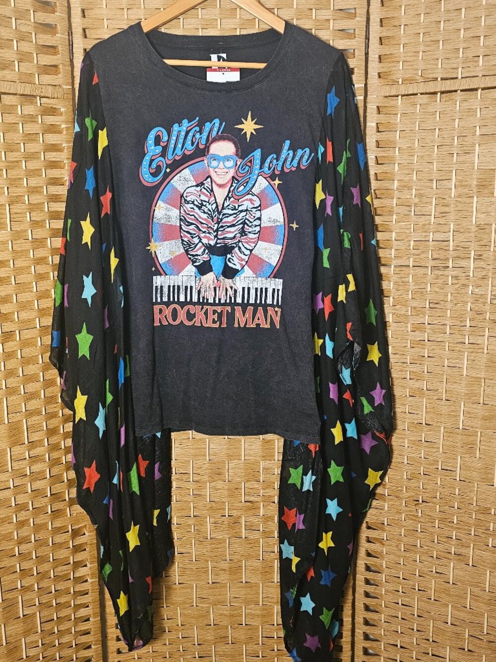 Elton John Rocket Man Upcycled T-shirt Top OS